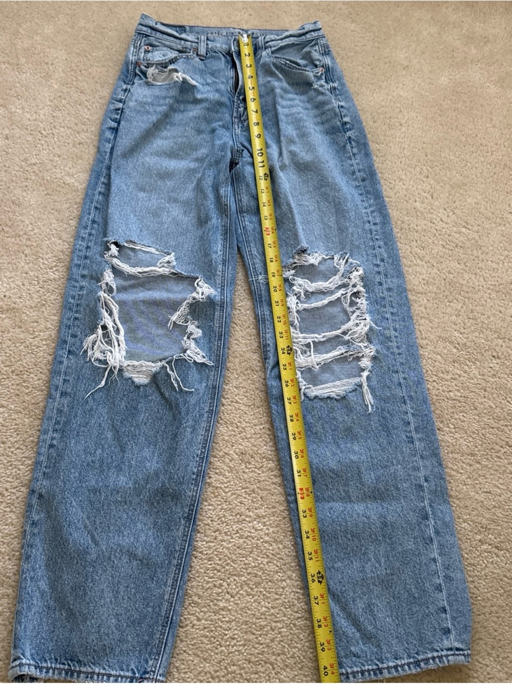 Medium Wash Distressed Ripped Baggy/Straight higher rise Jeans